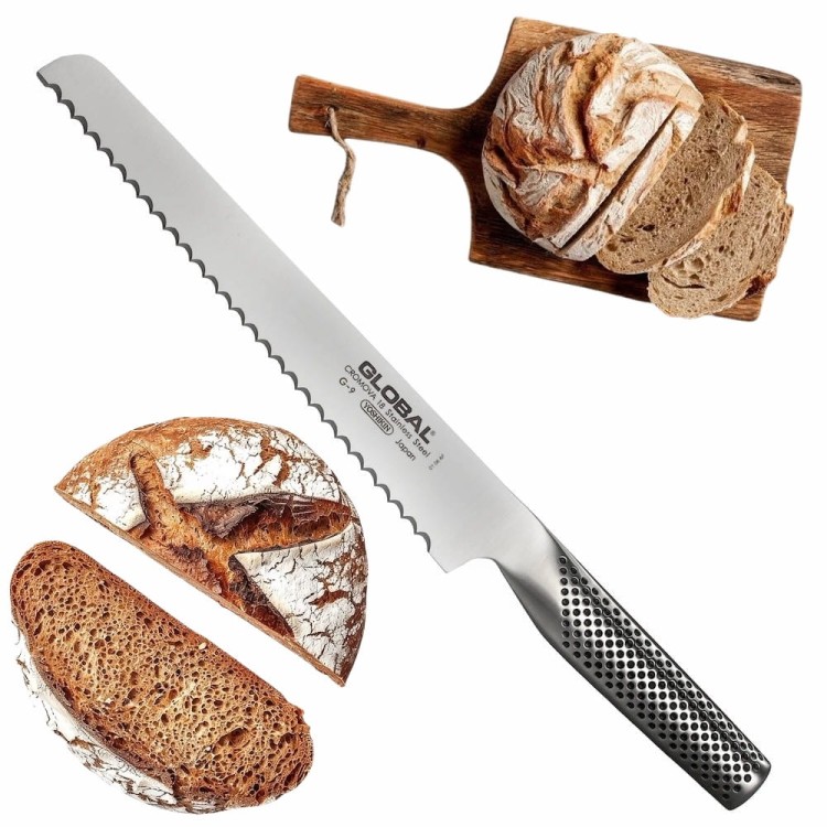 Global Japoński Nóż Kuchenny Do Pieczywa Chleba Bułek 56-58 HRC 22cm G-9