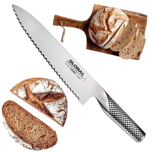 Global Japoński Ostry Nóż Kuchenny Do Pieczywa Original 56-58 HRC 20cm G-22