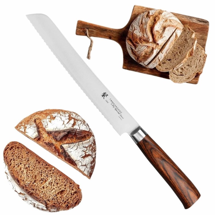 Tamahagane SAN Brown VG-5 Japoński Ostry Nóż Do Pieczywa Chleba Bułek 23cm