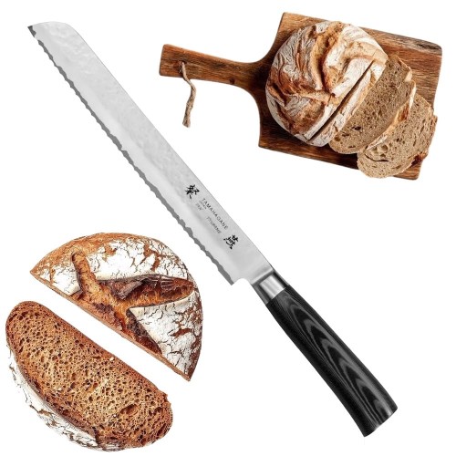 Tamahagane Tsubame Black VG-5 Japoński Nóż Kuchenny Do Chleba 61HRC 23cm