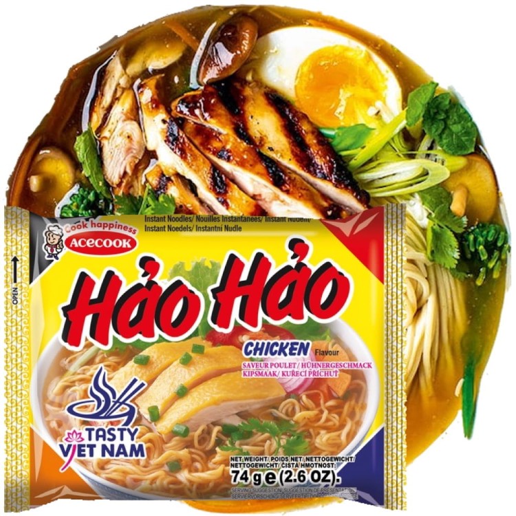 Wietnamska Zupka Błyskawiczna Instant o Smaku Kurczaka Hao Hao 74g ACECOOK