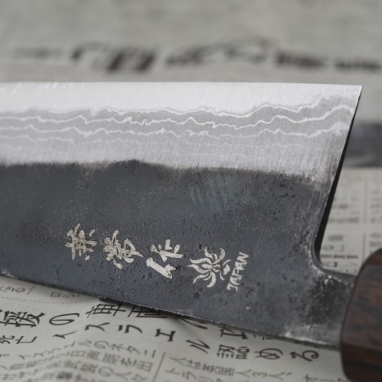 Kanetsune Shirogami#2 Damascus MATSU-ZUMI-YAKI Japoński Nóż Santoku 17cm