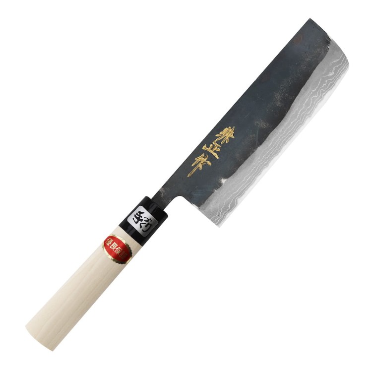 Kanetsune Shirogami#2 Damascus Kurouchi Japoński Nóż Nakiri 16,5cm