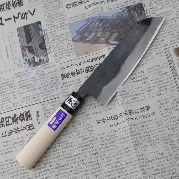Kanetsune Aogami#2 Kurouchi Japoński Nóż Santoku 16,5cm