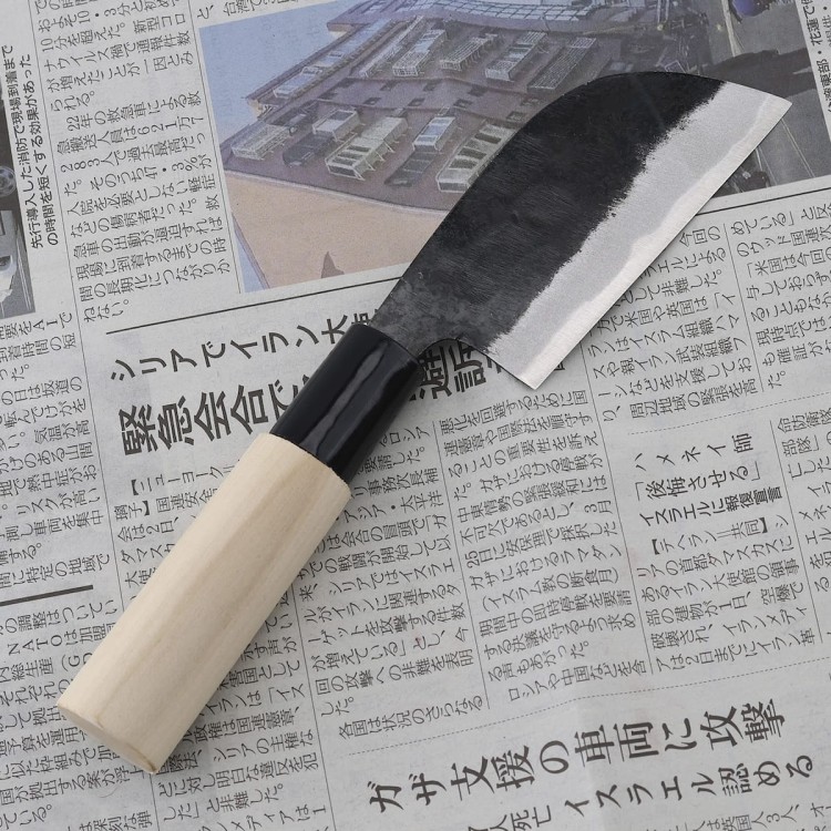 Kanetsune Shirogami#3 Kurouchi Japoński Ostry Nóż Kuchenny Kawa-Muki 60-61 HRC 8cm