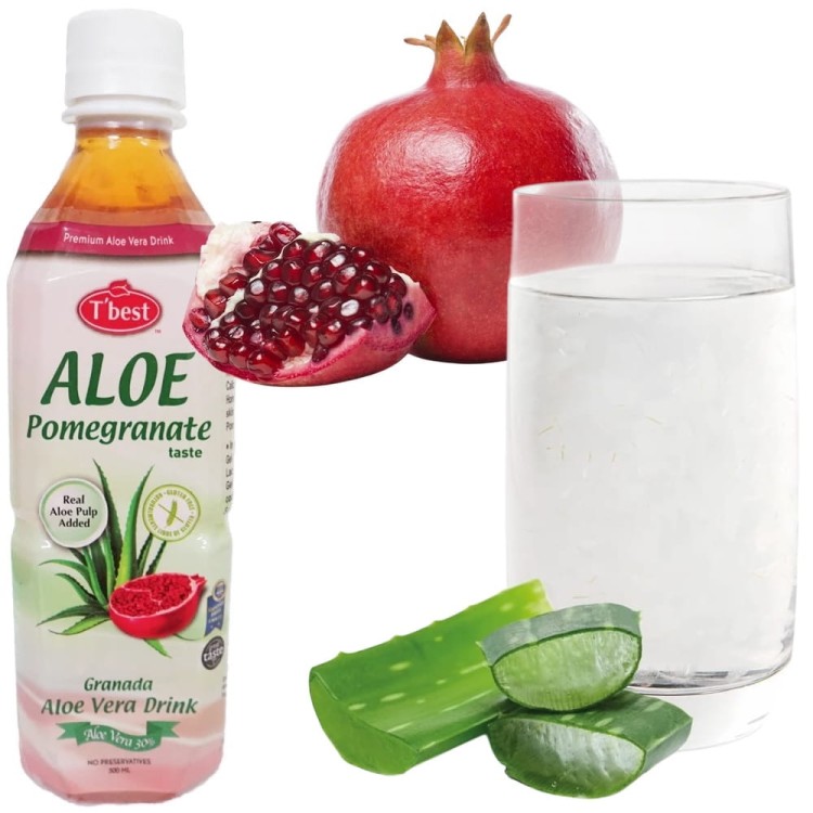 Napój Aloesowy Aloe Vera z Naturalnymi Cząsteczkami Miąższu GRANAT 500ml T'best