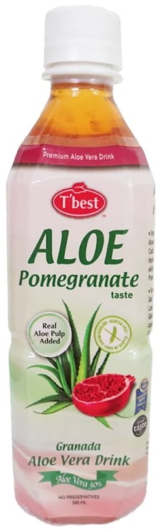 Napój Aloesowy Aloe Vera z Naturalnymi Cząsteczkami Miąższu GRANAT 500ml T'best