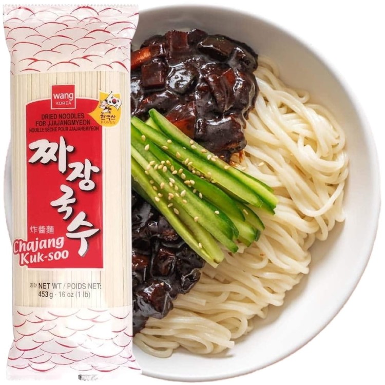 Koreański Makaron Pszenny Jjajang Noodles Do Potrawy Jjajangmyeon 453g WANG
