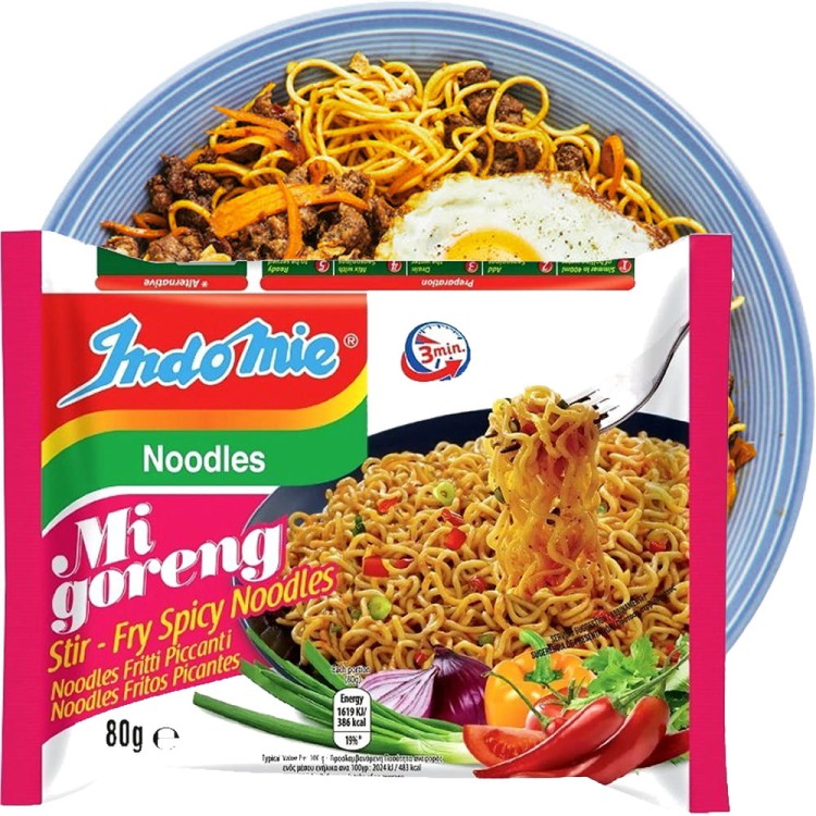 WIELOPAK Indonezyjski Makaron Zupka Stir Fry MI GORENG PEDAS Hot & Spicy Instant Noodles 5x80g INDOMIE