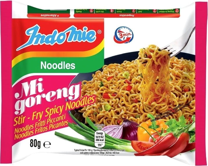 WIELOPAK Indonezyjski Makaron Zupka Stir Fry MI GORENG PEDAS Hot & Spicy Instant Noodles 5x80g INDOMIE