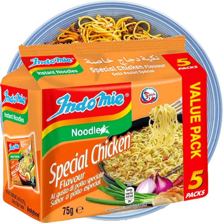 WIELOPAK Indonezyjski Makaron Zupka KURCZAK SPECIAL Instant Chicken Noodles Soup 5x75g INDOMIE