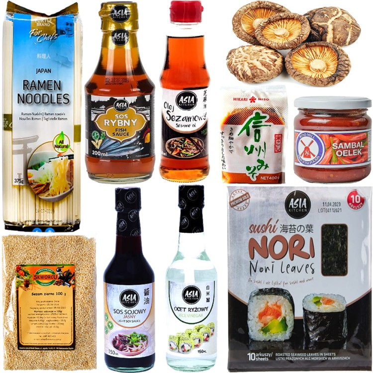 Zestaw Składników Do Przygotowania Japońskiej Zupy MISO RAMEN 10 Produktów