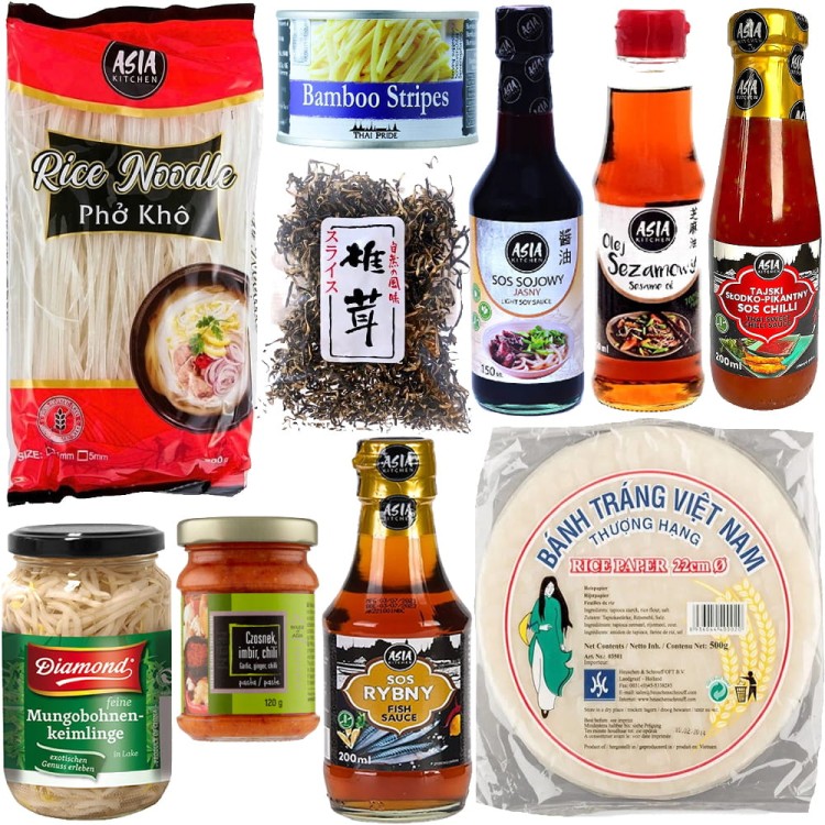 Zestaw Składników Do Przygotowania SAJGONEK Sajgonki Spring Rolls 10 Produktów