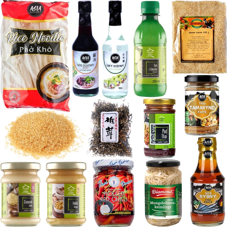 Zestaw Składników Do Przygotowania Tajskiego Makaronu PAD THAI 14 Produktów
