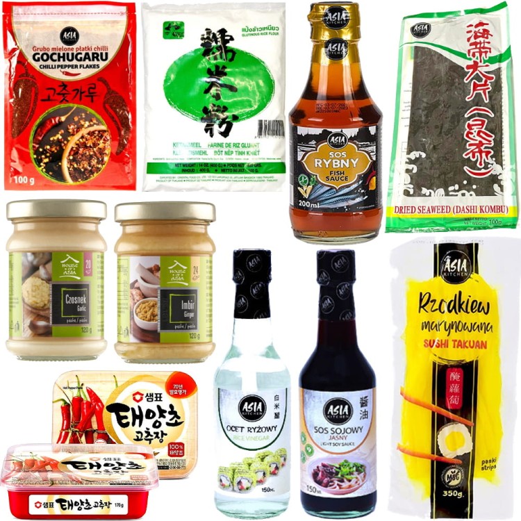 Zestaw Składników Do Przygotowania Koreańskiej Ostrej Kapusty KIMCHI 10 Produktów