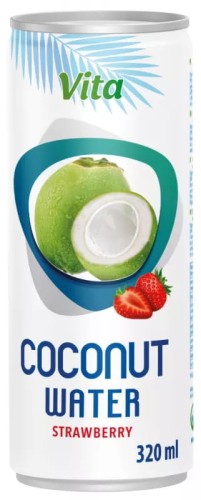 Zdrowa Woda Kokosowa z Kokosa 100% Naturalne Nawodnienie Truskawka 320ml 0,32L VITA