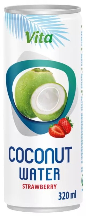 Zdrowa Woda Kokosowa z Kokosa 100% Naturalne Nawodnienie Truskawka 320ml 0,32L VITA