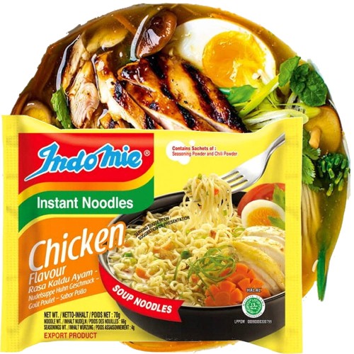 WIELOPAK Indonezyjski Makaron Zupka KURCZAK Instant Chicken Noodles Soup 5x70g INDOMIE
