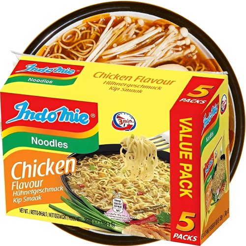 WIELOPAK Indonezyjski Makaron Zupka KURCZAK Instant Chicken Noodles Soup 5x70g INDOMIE