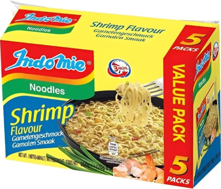 WIELOPAK Indonezyjski Makaron Zupka KREWETKOWA Instant Shrimp Noodles Soup 5x70g INDOMIE
