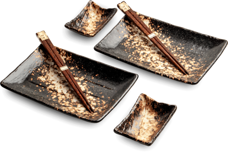 Zestaw Ceramiki Do Sushi Komplet Yogan Brązowo-Szary Ceramika Dla 2 Osób EDO JAPAN