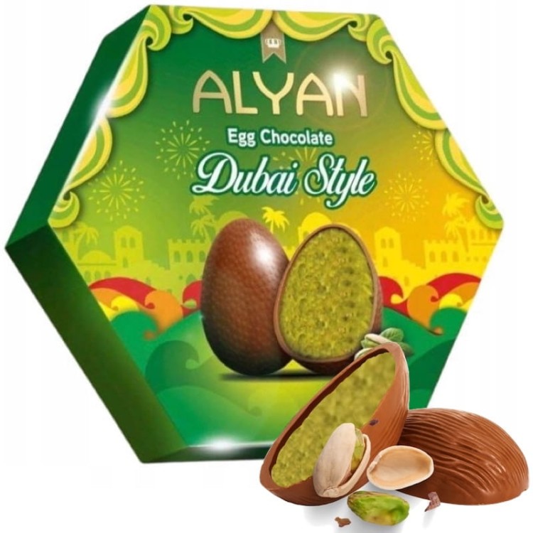 Cukierki Bombonierka Jajka Na Wielkanoc z Nadzieniem Pistacjowym i Kunafą 120g ALYAN