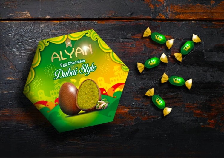 Cukierki Bombonierka Jajka Na Wielkanoc z Nadzieniem Pistacjowym i Kunafą 120g ALYAN
