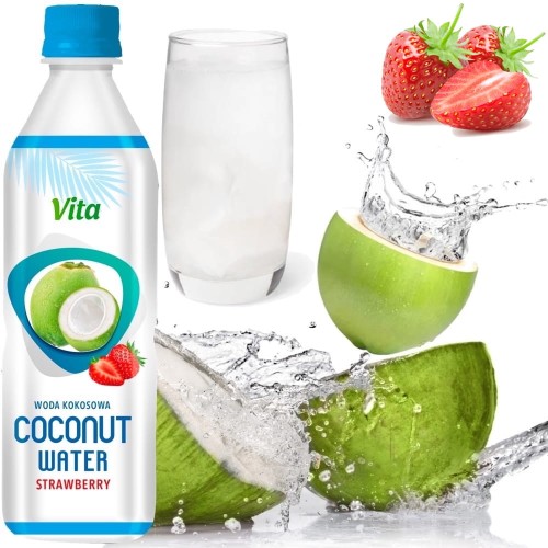 Zdrowa Woda Kokosowa z Kokosa 100% Naturalne Nawodnienie Truskawka 500ml 0,5L VITA