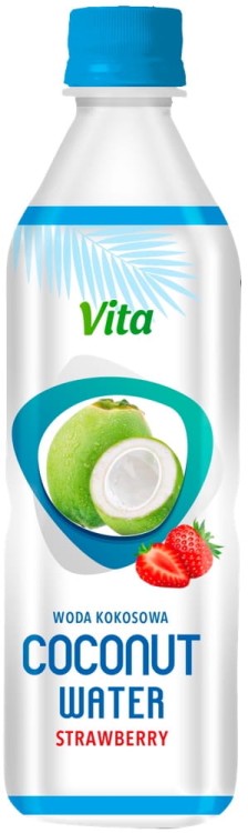 Zdrowa Woda Kokosowa z Kokosa 100% Naturalne Nawodnienie Truskawka 500ml 0,5L VITA