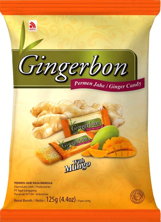 ZESTAW 4 RODZAJE Cukierki Imbirowe Original Cytryna-Mód Mango i Mięta 4x 125g GINGERBON