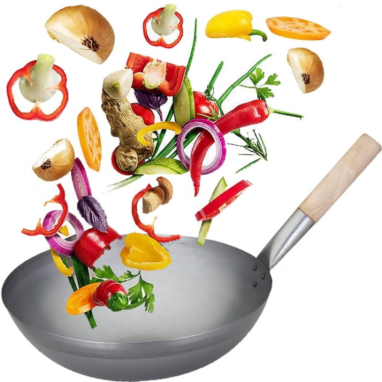 ZESTAW WOK Chińska Patelnia WOK 33cm + Pierścień PODSTAWKA + CHOCHLA Do Mieszania JADE TEMPLE