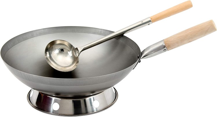 ZESTAW WOK Chińska Patelnia WOK 33cm + Pierścień PODSTAWKA + CHOCHLA Do Mieszania JADE TEMPLE