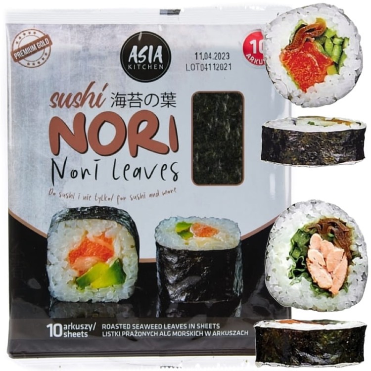 WIELOPAK Wodorosty Glony Algi Morskie Yaki Nori Do Sushi 4x10 Sztuk ASIA KITCHEN