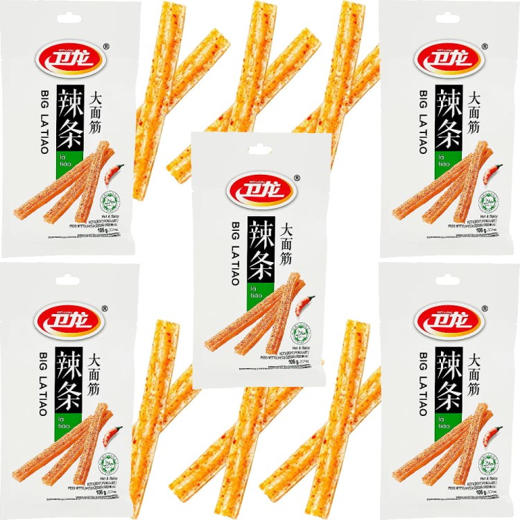 WIELOPAK Chińska Pikantna Przekąska Big La Tiao HOT & SPICY 5x106g WEI-LONG