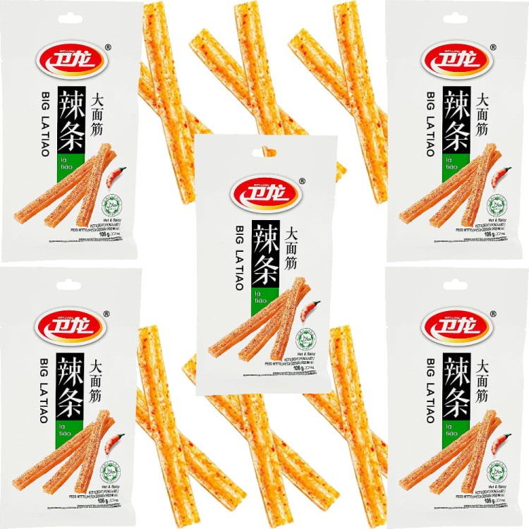 WIELOPAK Chińska Pikantna Przekąska Big La Tiao HOT & SPICY 5x106g WEI-LONG