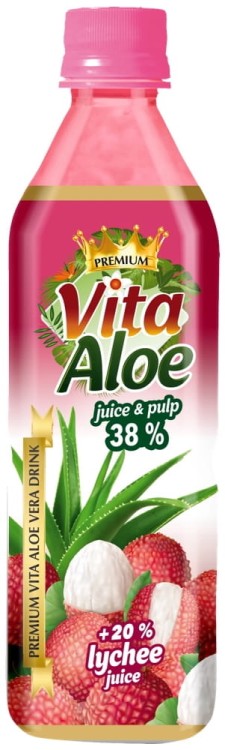 Napój Aloesowy Aloe Vera z Naturalnymi Cząsteczkami Miąższu LYCHEE 500ml VITA ALOE