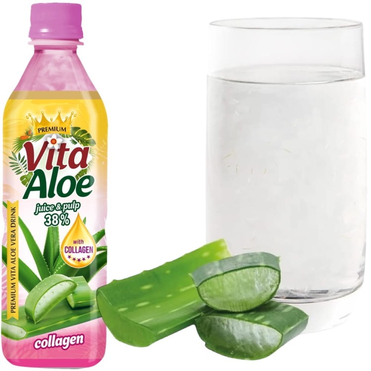 Napój Aloesowy Aloe Vera z Naturalnymi Cząsteczkami Miąższu COLLAGEN 500ml VITA ALOE