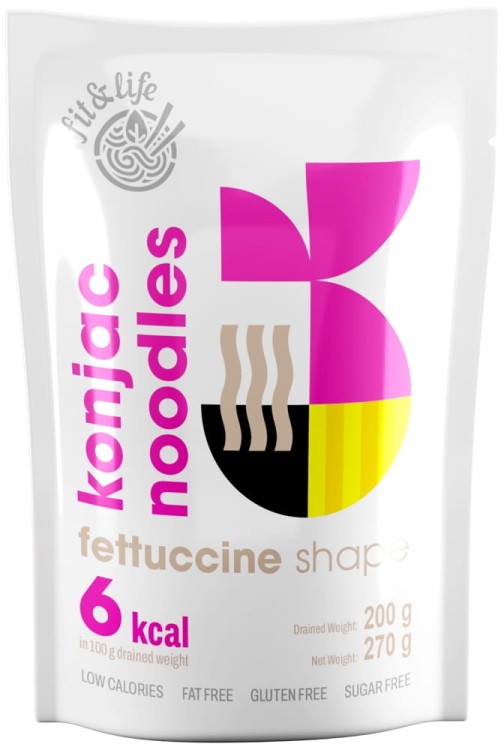 Makaron Bezglutenowy Shirataki Fettuccine z Mąki Konjac w Zalewie 250g FIT & LIFE