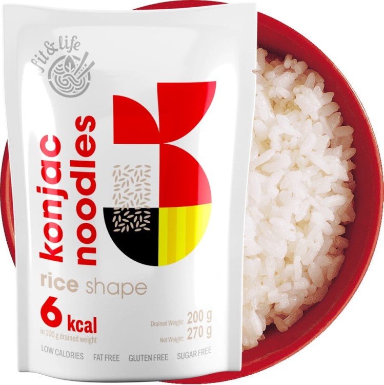 Makaron Bezglutenowy Shirataki Rice z Mąki Konjac w Zalewie 250g FIT & LIFE