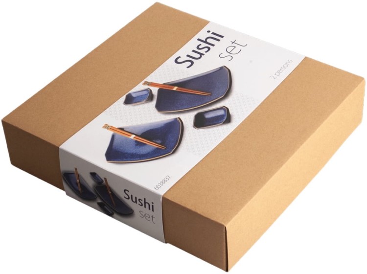 Zestaw Ceramiki Do Sushi Komplet Blue Niebieski Ceramika Dla 2 Osób EDO JAPAN