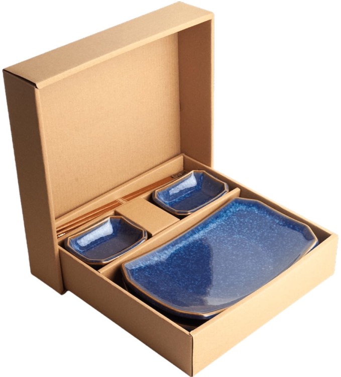 Zestaw Ceramiki Do Sushi Komplet Blue Niebieski Ceramika Dla 2 Osób EDO JAPAN