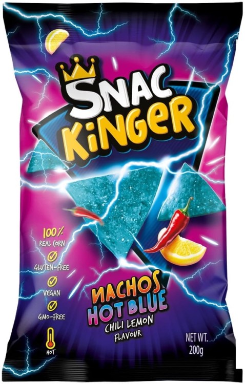 Niebieskie Nachosy Kukurydziane Chipsy Tortilla Chili i Cytryna Hot 200g SNAC KINGER
