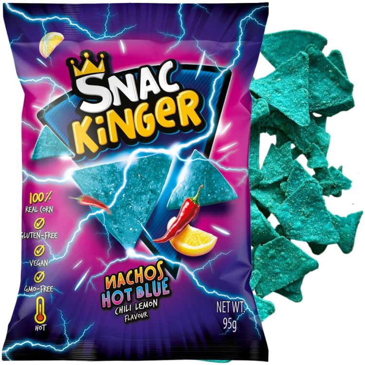 Niebieskie Nachosy Kukurydziane Chipsy Tortilla Chili i Cytryna Hot 95g SNAC KINGER