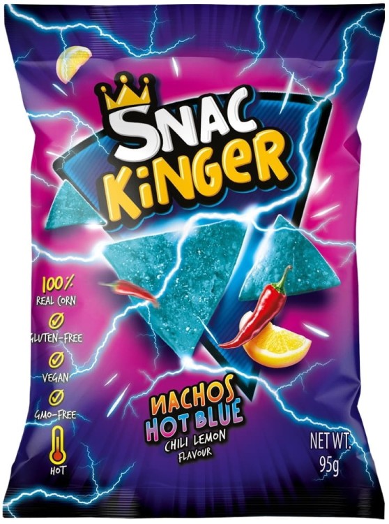 Niebieskie Nachosy Kukurydziane Chipsy Tortilla Chili i Cytryna Hot 95g SNAC KINGER