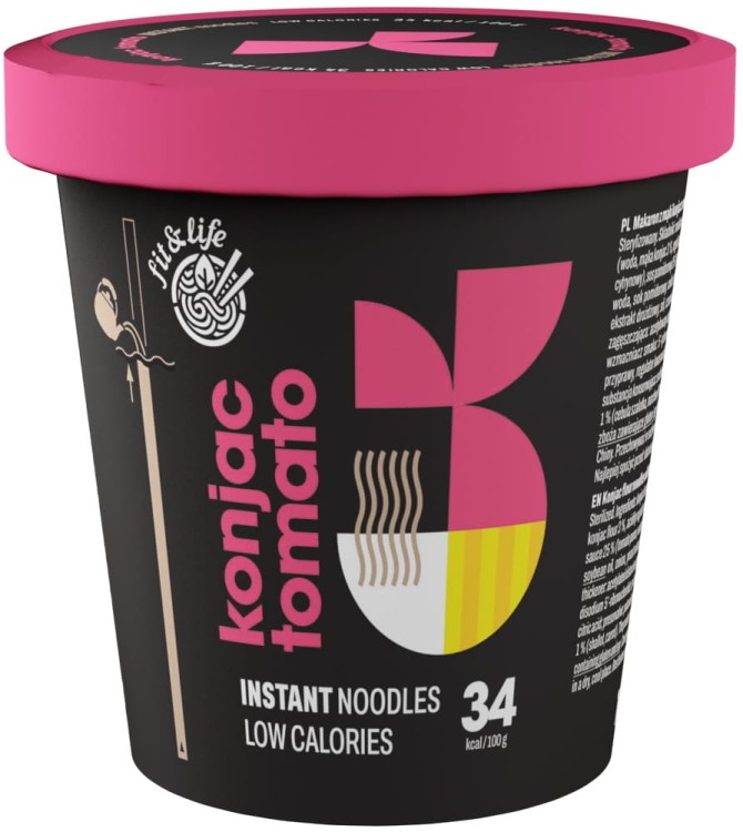 Makaron Bezglutenowy Instant z Mąki Konjac z Sosem Pomidorowym Noodles KETO 162g FIT & LIFE