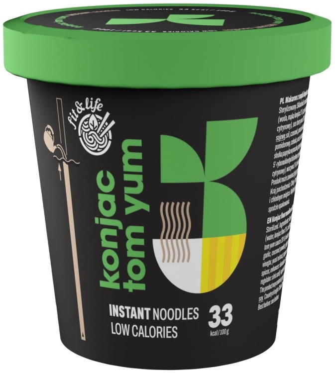 Makaron Bezglutenowy Instant z Mąki Konjac z Sosem Tom Yum Noodles KETO 152g FIT & LIFE