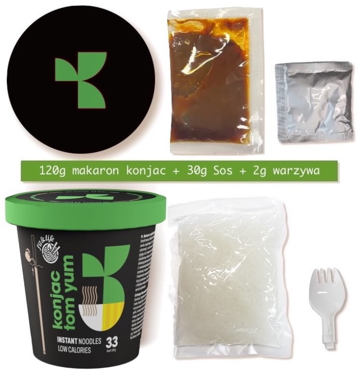 Makaron Bezglutenowy Instant z Mąki Konjac z Sosem Tom Yum Noodles KETO 152g FIT & LIFE