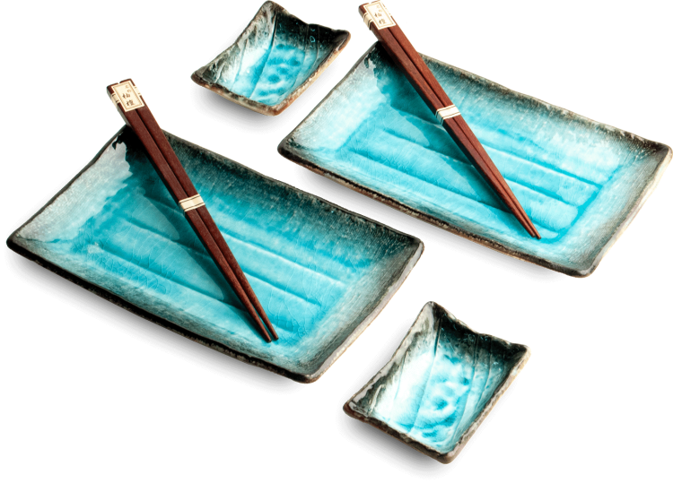 Zestaw Ceramiki Do Sushi Komplet Błękitny Lazurowy Ceramika Dla 2 Osób EDO JAPAN