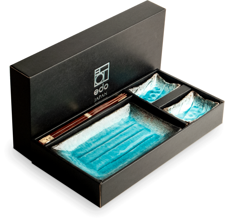 Zestaw Ceramiki Do Sushi Komplet Błękitny Lazurowy Ceramika Dla 2 Osób EDO JAPAN