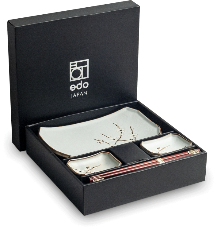 Zestaw Ceramiki Do Sushi Komplet HANA LIGHT GREEN Jasny Zielony Ceramika Dla 2 Osób EDO JAPAN